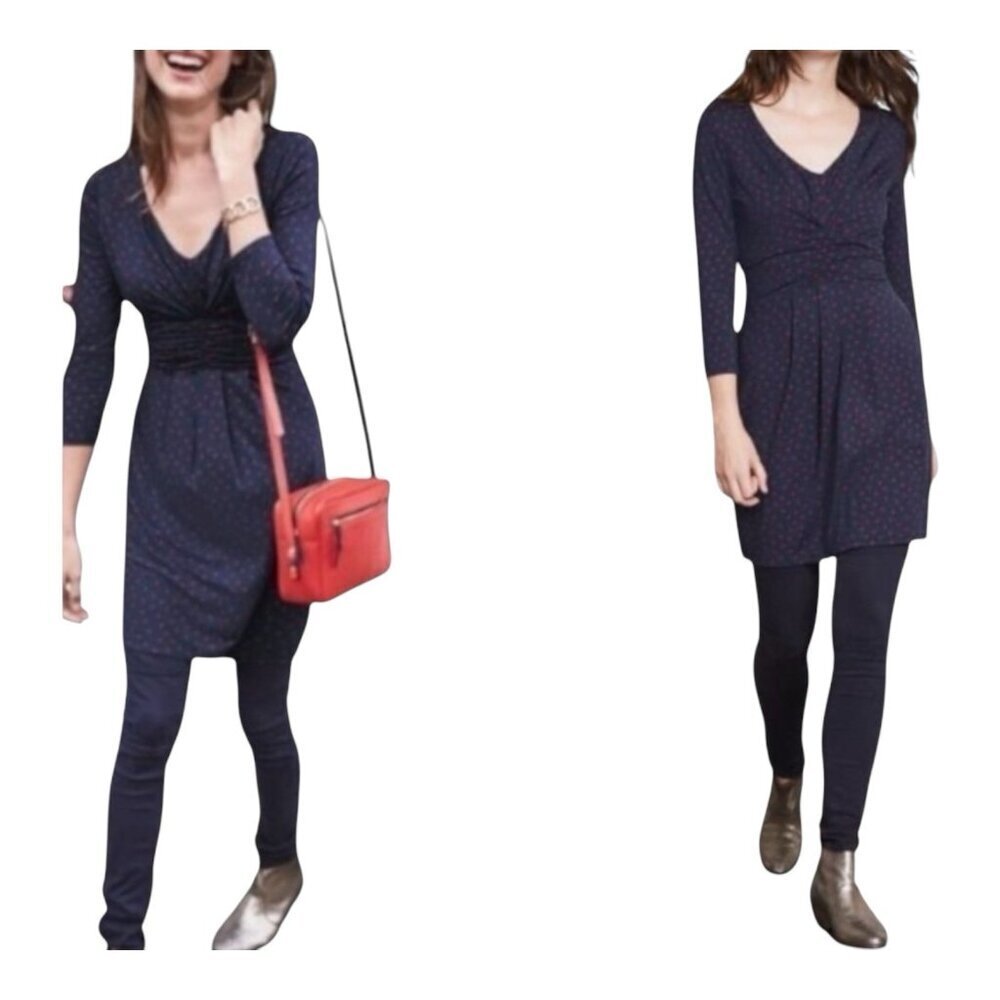 Boden Women’s Marion Printed Stretch Jersey Dress Size US 8 Navy Classic Office - Picture 2 of 8
